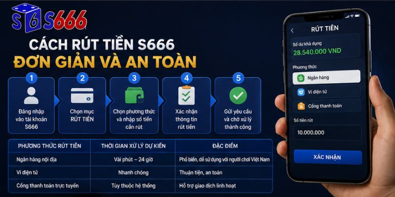 Cách rút tiền tại S666 nhanh và đơn giản